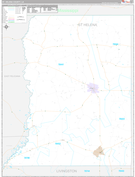 St. Helena Parish (County), LA Wall Map